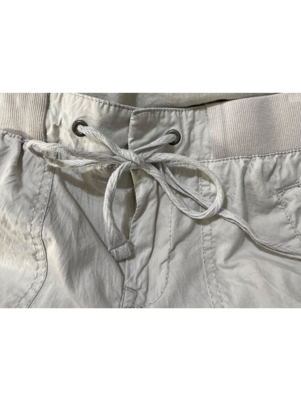 Lou & Grey Light Khaki Pant Size XS Elastic Waist Drawstring Cream Cotton - Picture 3 of 6